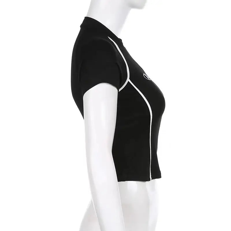 Y2K coréen Vintage Streetwear décontracté Acubi Harajuku Egirl T-Shirts Grunge hauts esthétique surdimensionné T-Shirts fermeture éclair haut court vêtements LUNAVIA PANTS