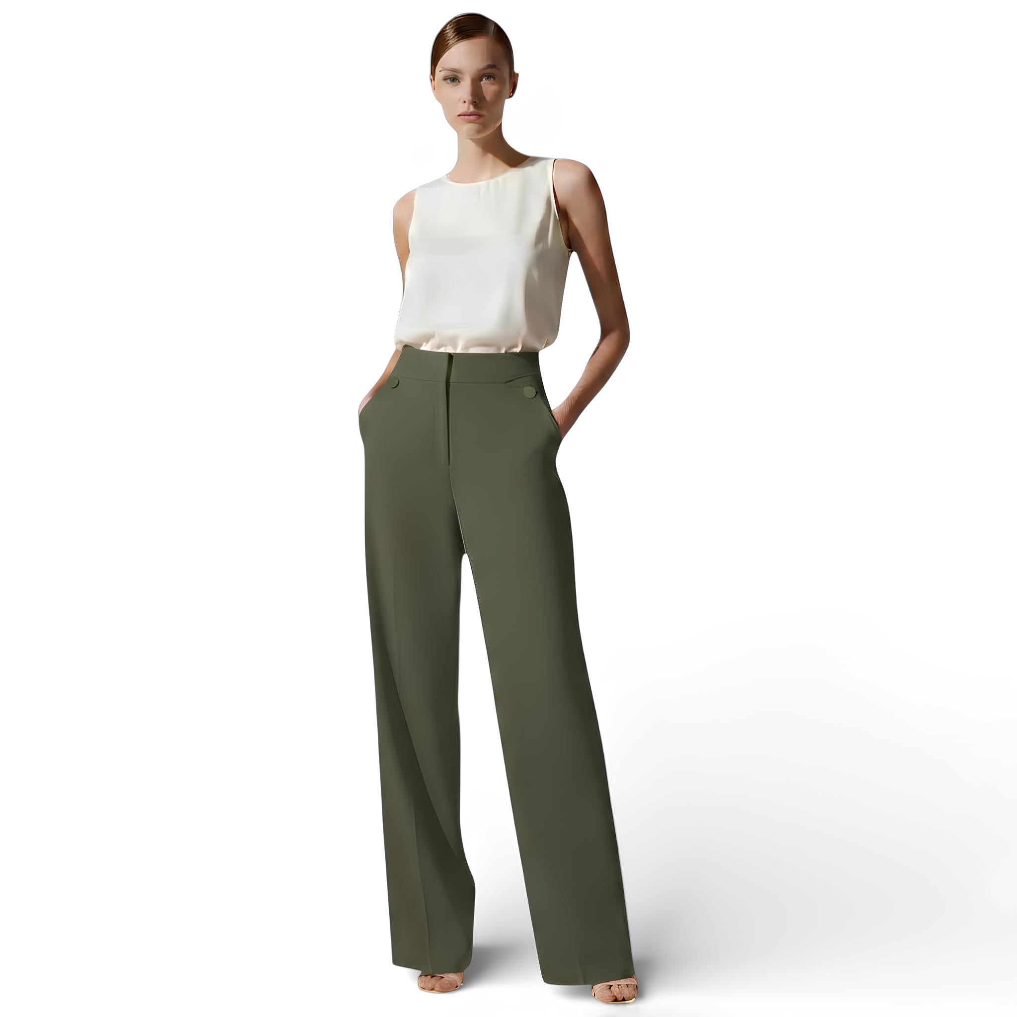 Pantalon amincissant taille haute style décontracté