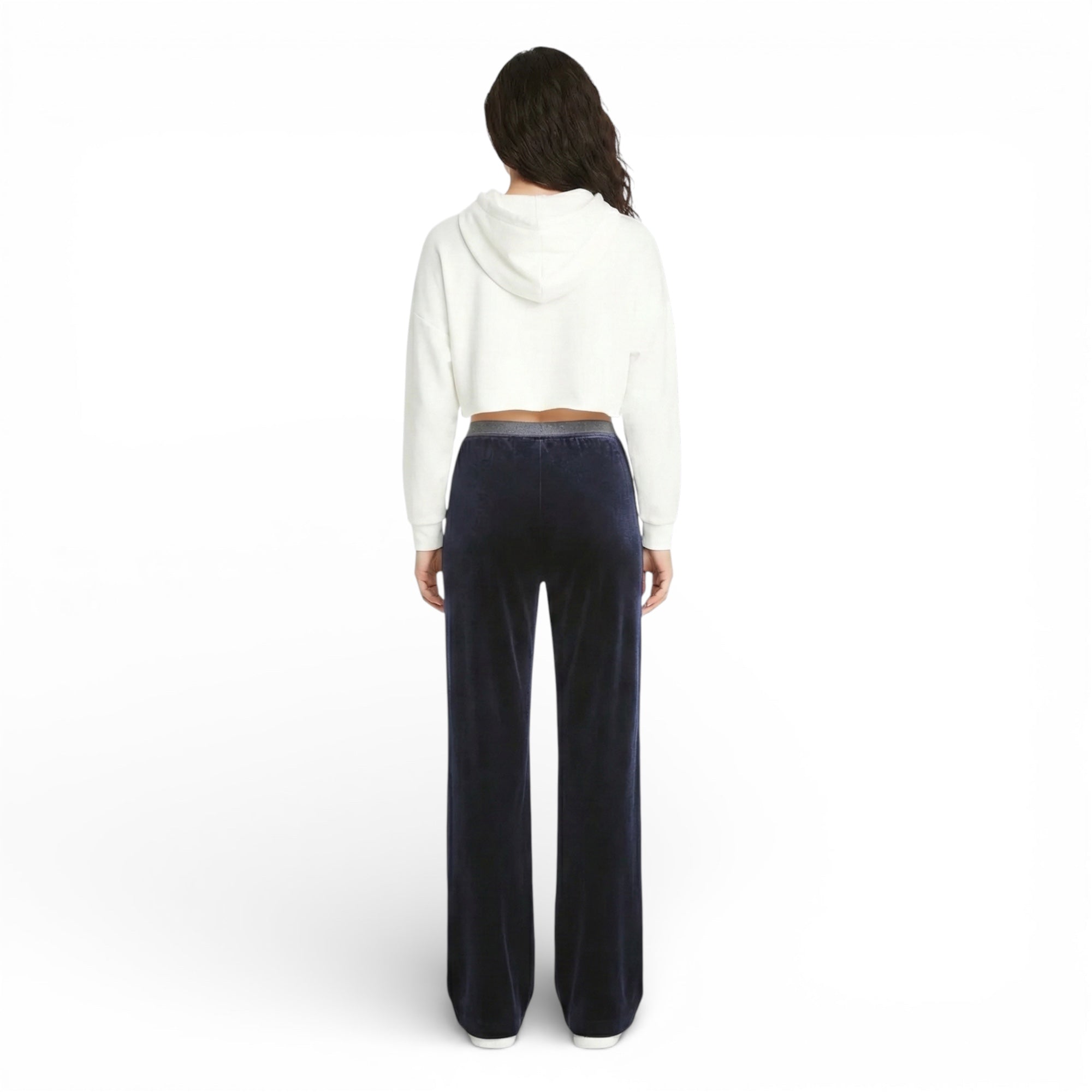 Pantalon jambe large style velours doré - taille haute