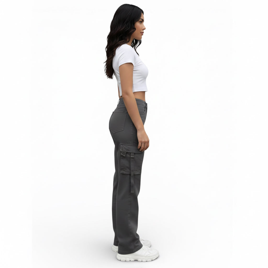 Pantalon cargo-taille haute