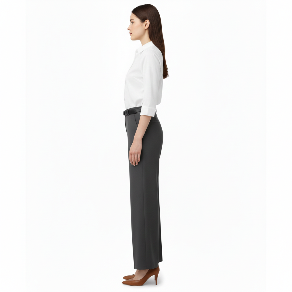 Pantalon tailleur style large-taille haute