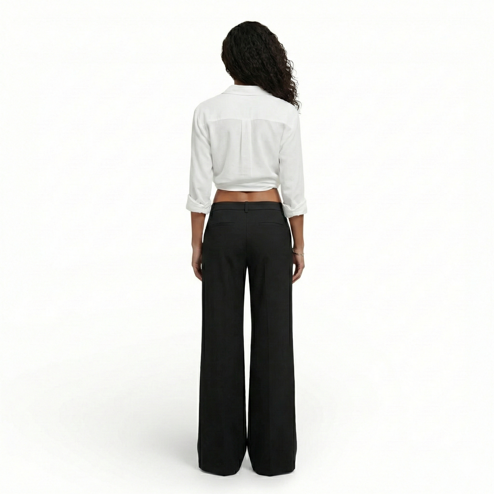 Pantalon coupe large-taille basse