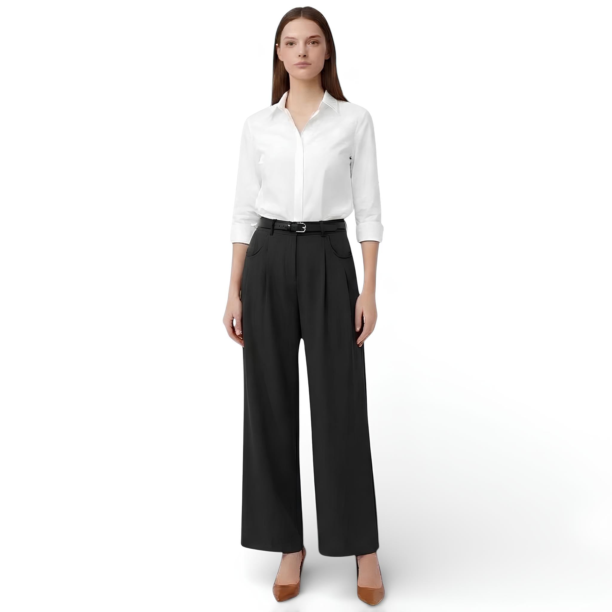 Pantalon tailleur style large-taille haute