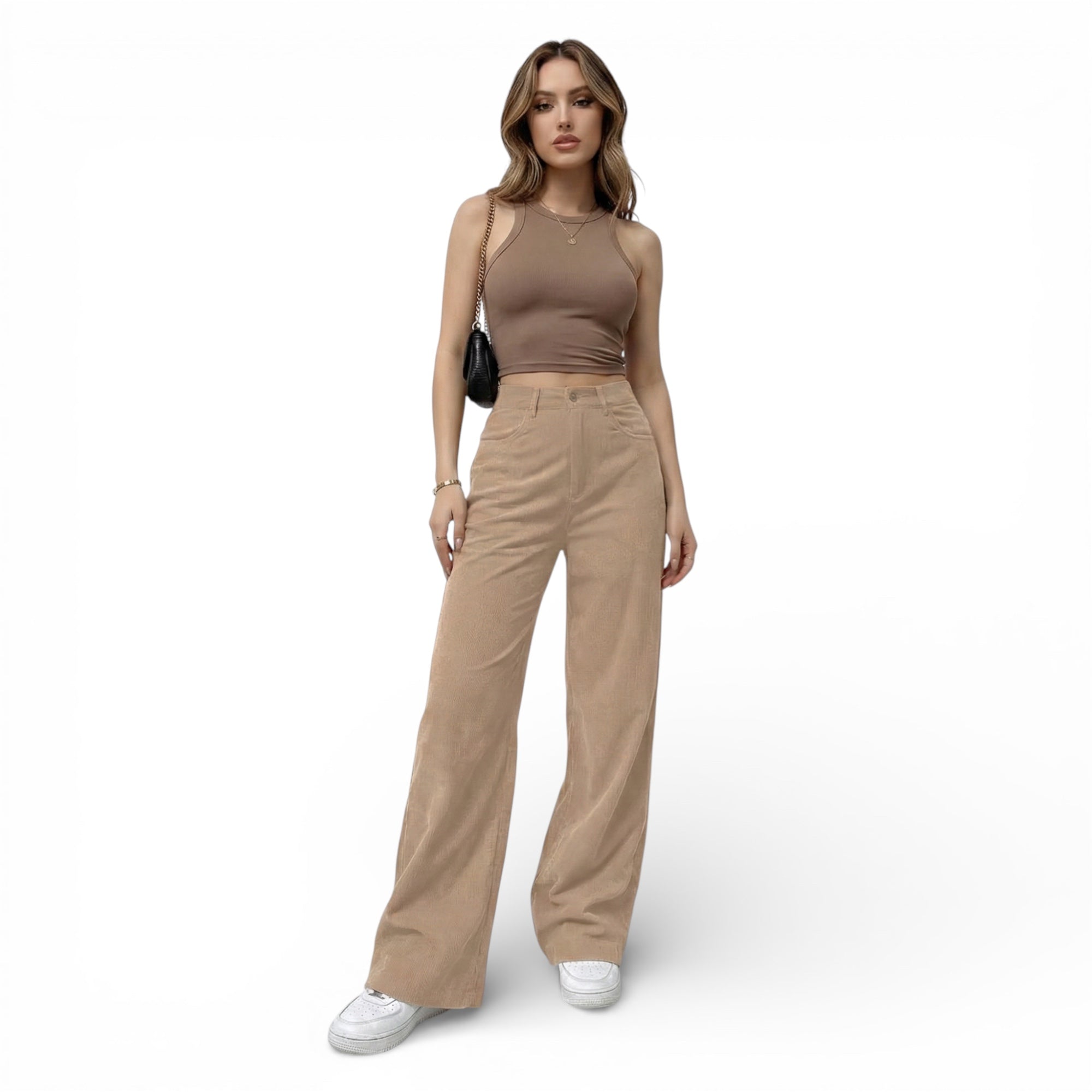 Pantalon en velours côtelé vintage - taille haute