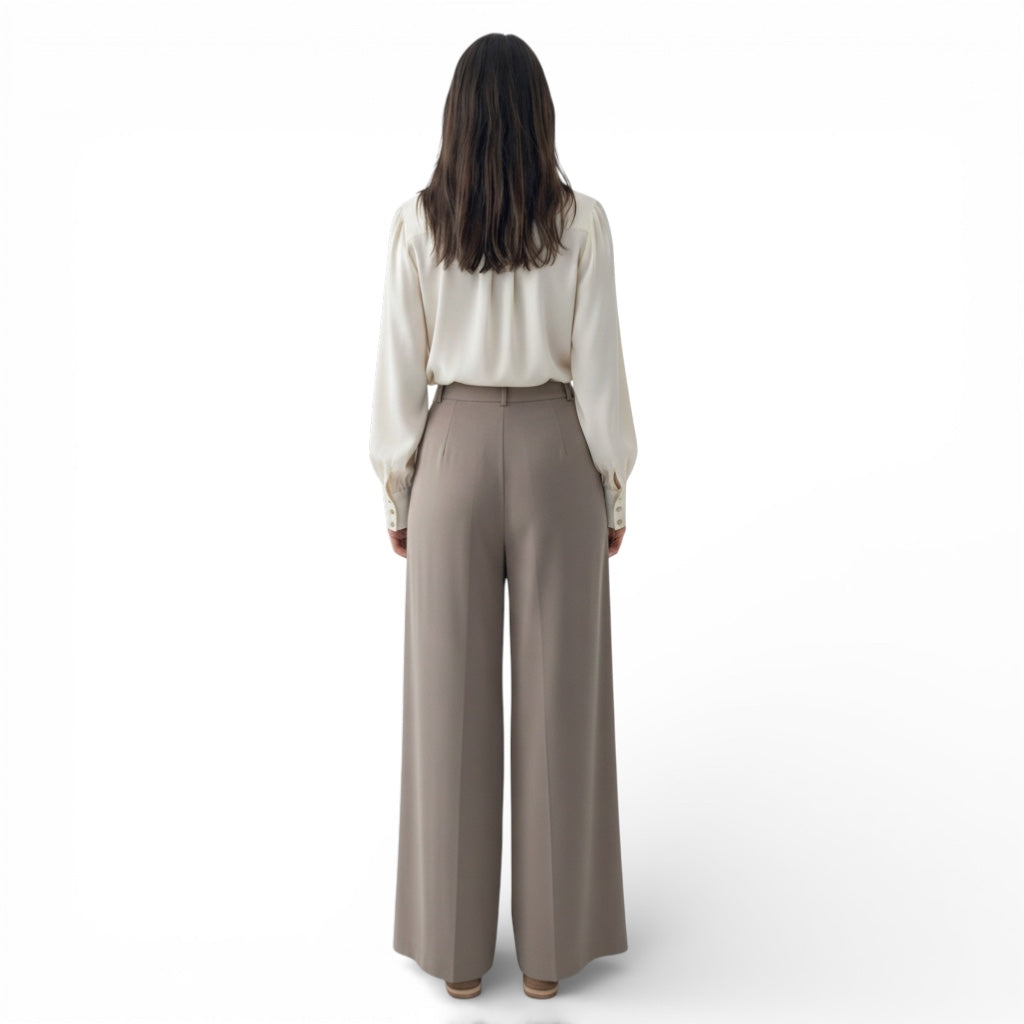 Pantalon taille haute-coupe large