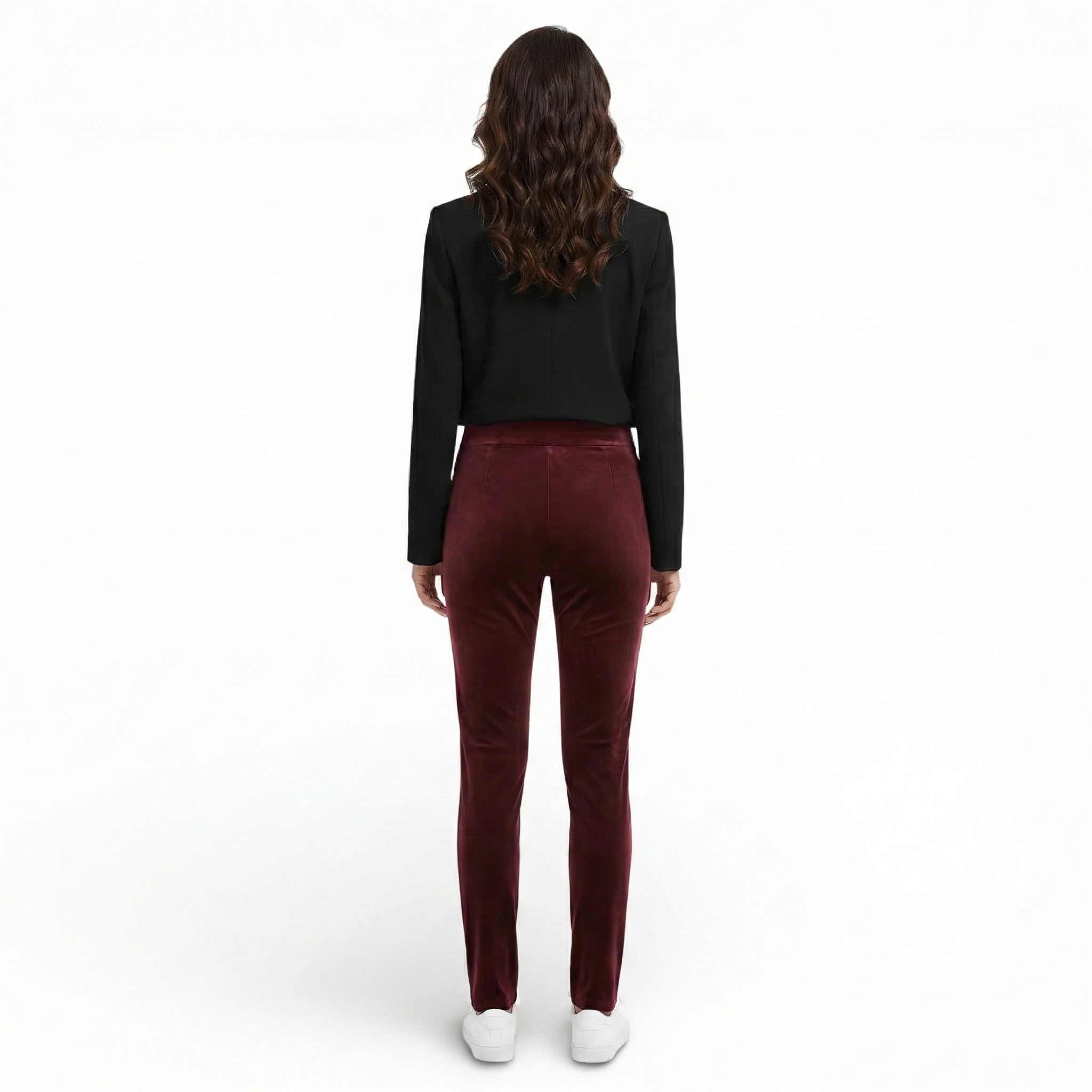 Pantalon crayon en velours doublé polaire - taille haute