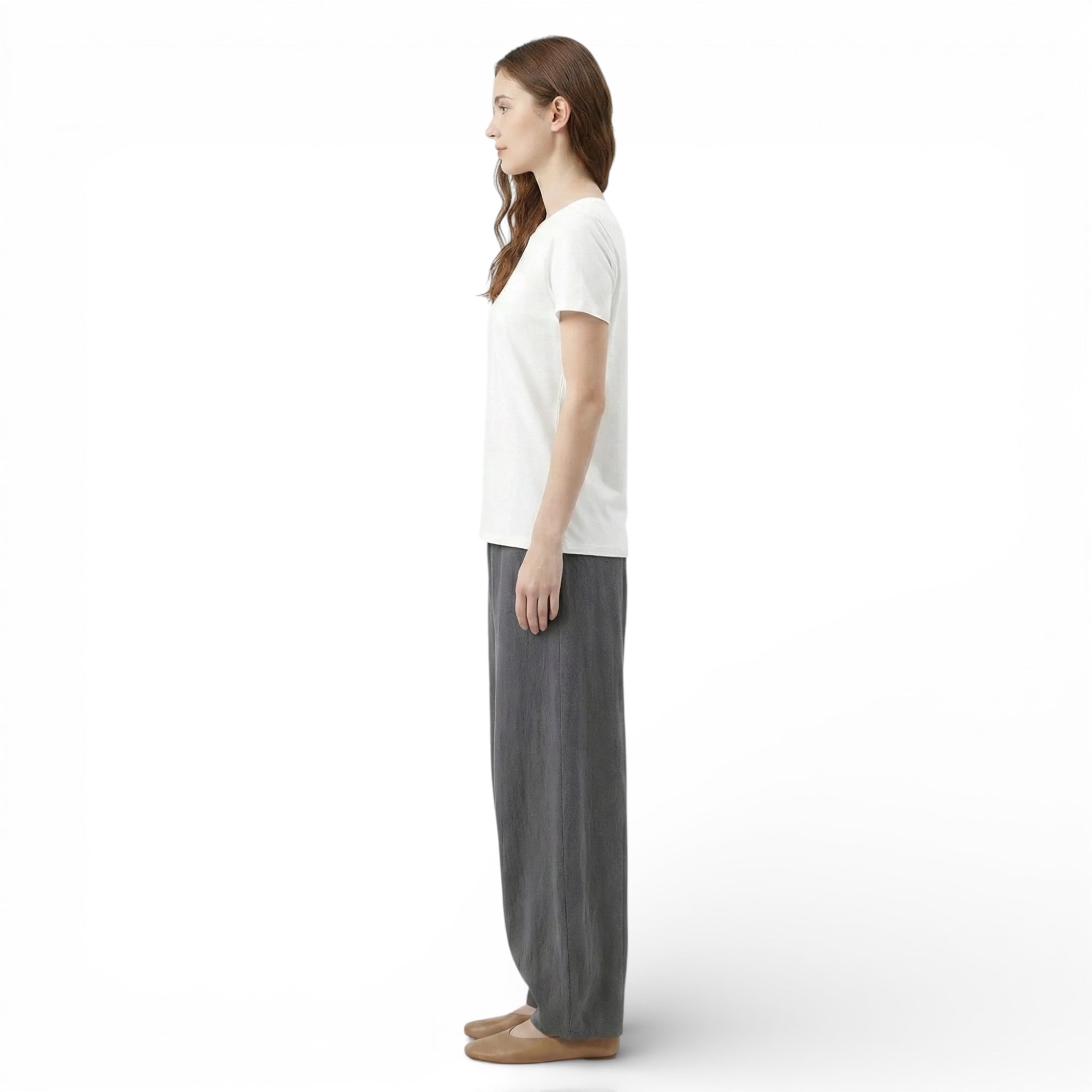 Pantalon bouffant en lin mélangé style vintage