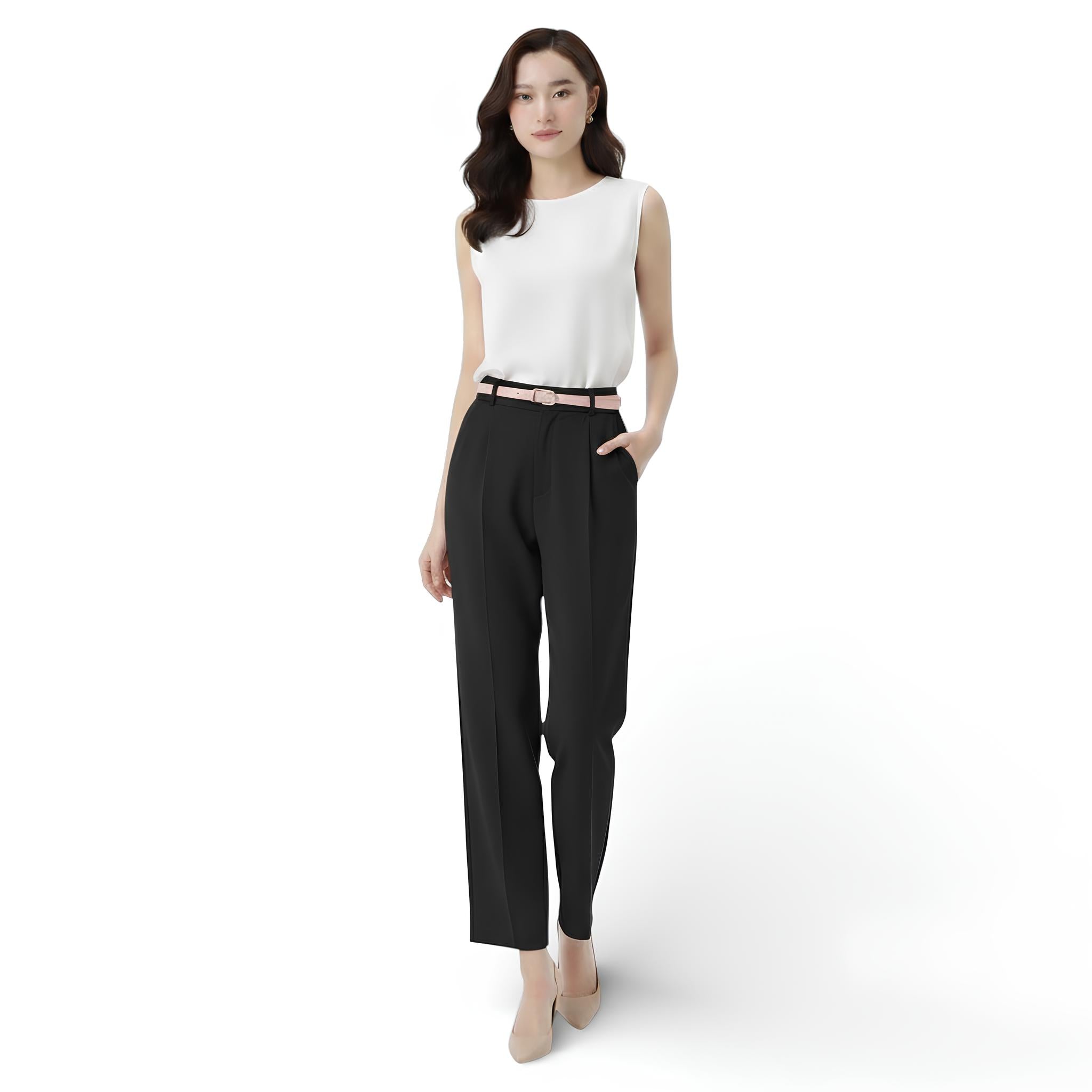 Pantalon tailleur style bureau décontracté