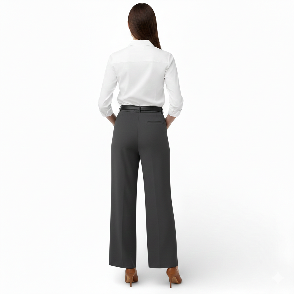 Pantalon tailleur style large-taille haute