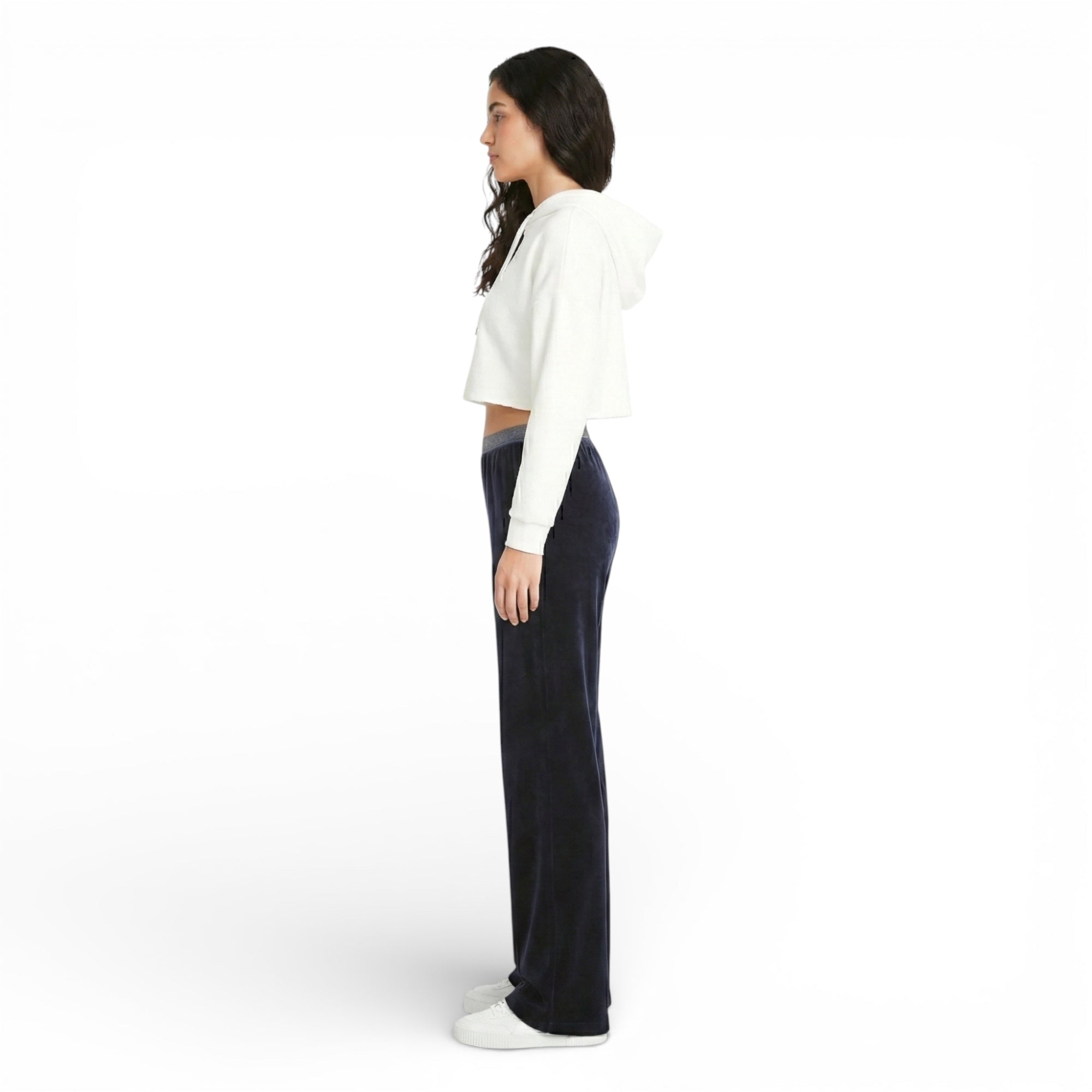 Pantalon jambe large style velours doré - taille haute