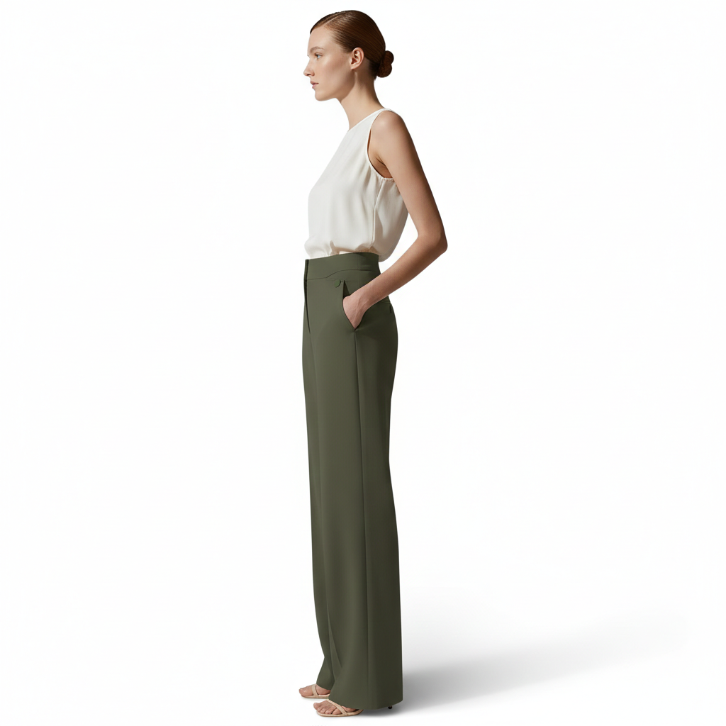 Pantalon amincissant taille haute style décontracté