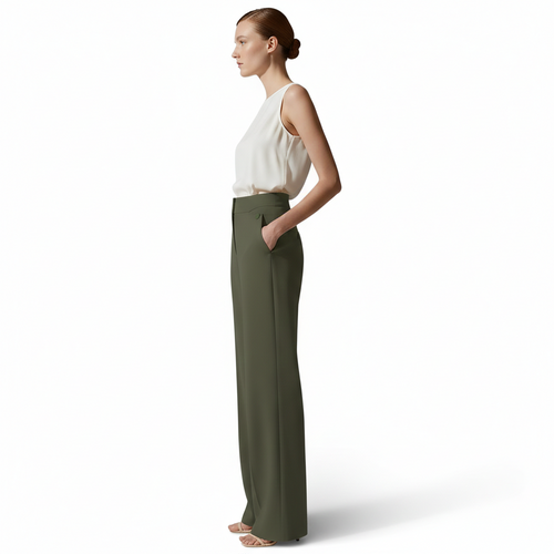 Pantalon amincissant taille haute style décontracté