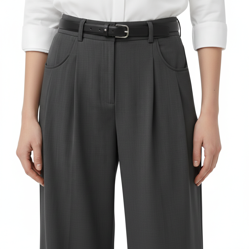 Pantalon tailleur style large-taille haute