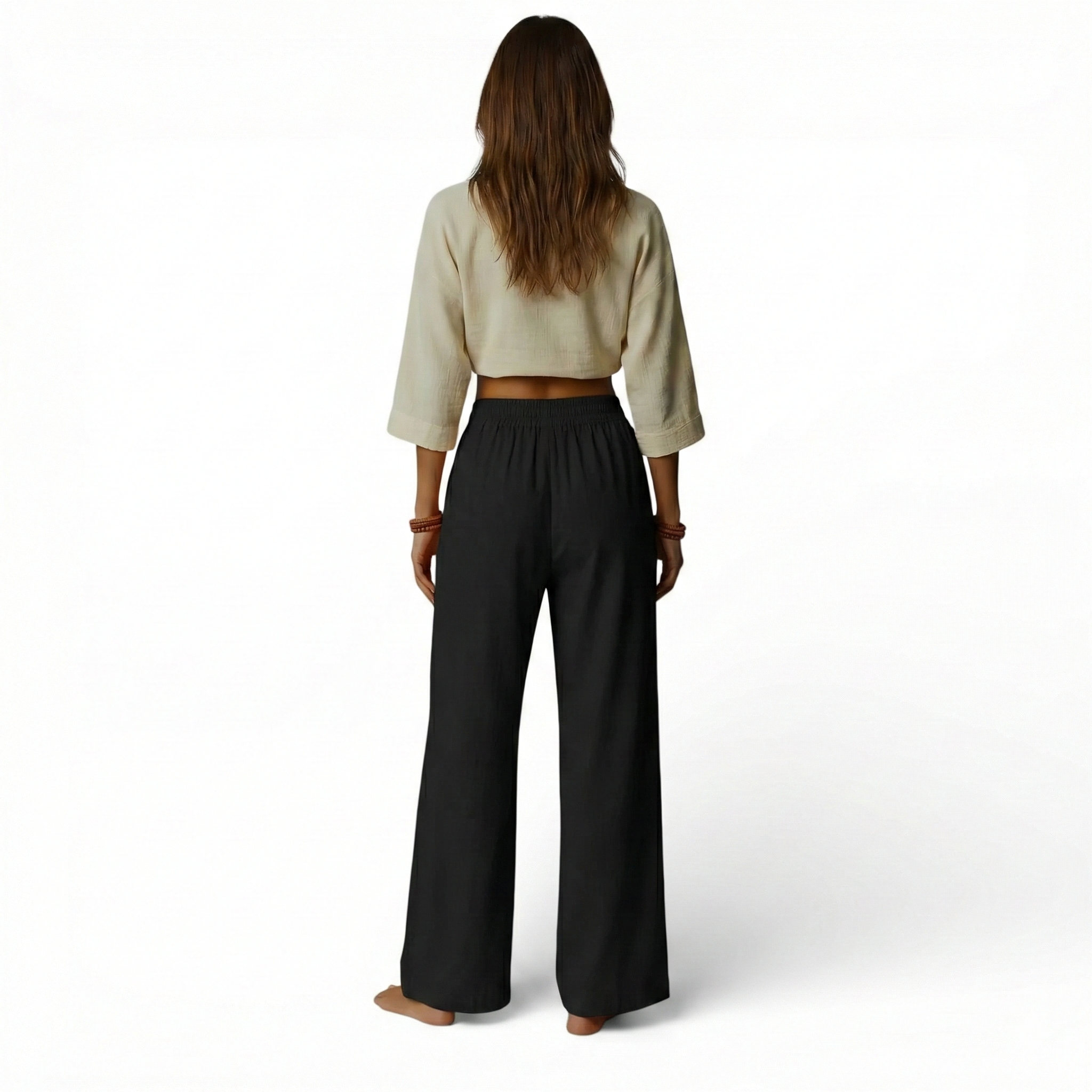 Pantalon en lin mélangé style large