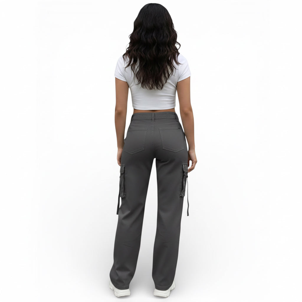 Pantalon cargo-taille haute