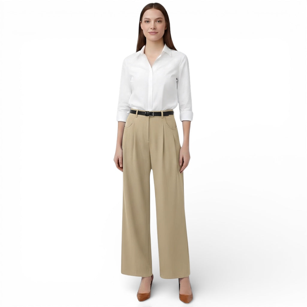 Pantalon tailleur style large-taille haute