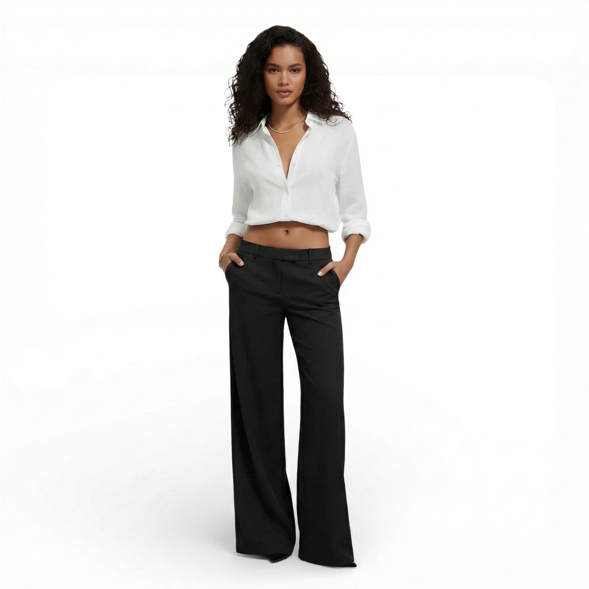 Pantalon coupe large-taille basse
