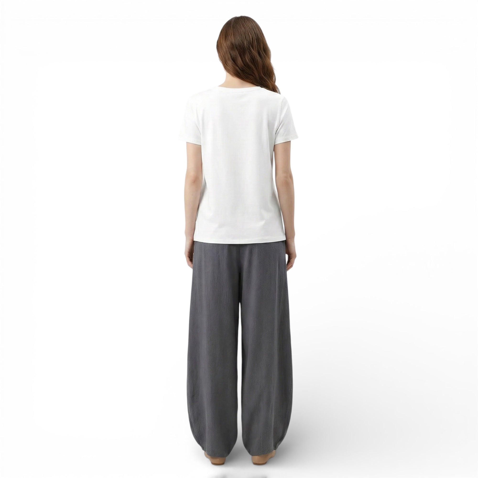 Pantalon bouffant en lin mélangé style vintage