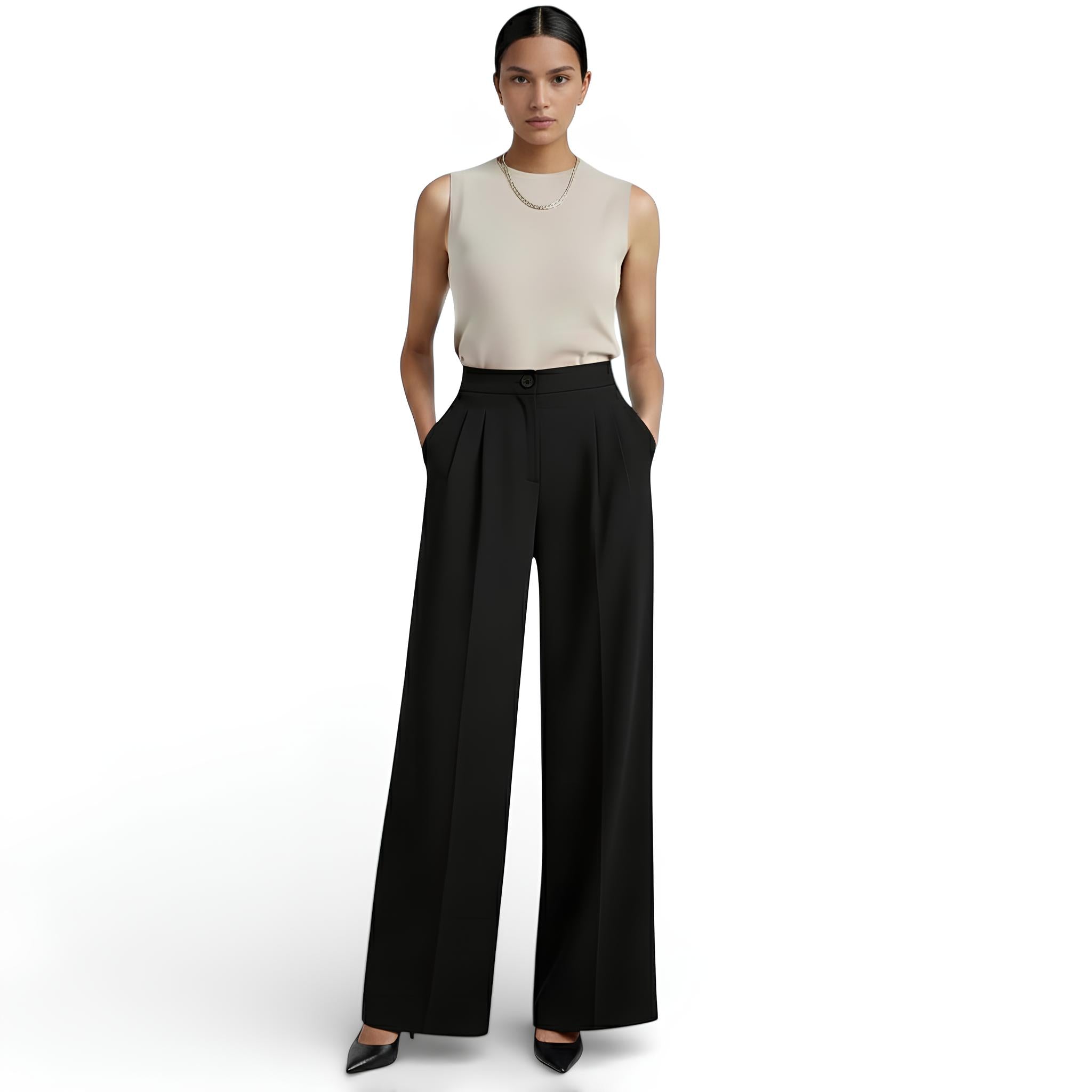 Pantalon tailleur coupe large