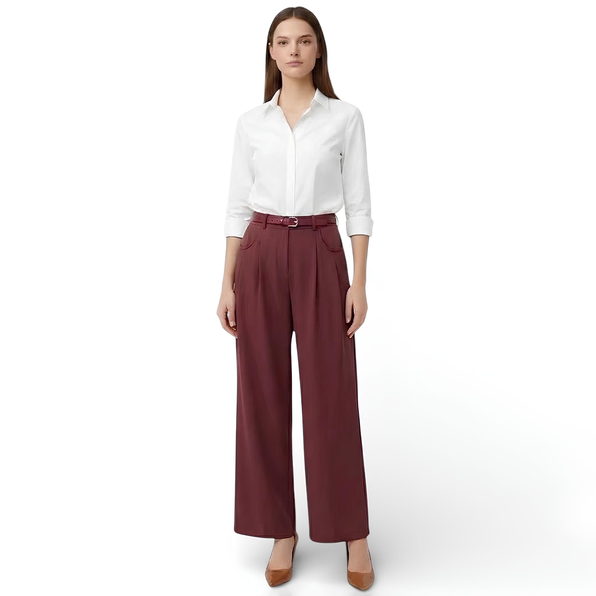 Pantalon tailleur style large-taille haute