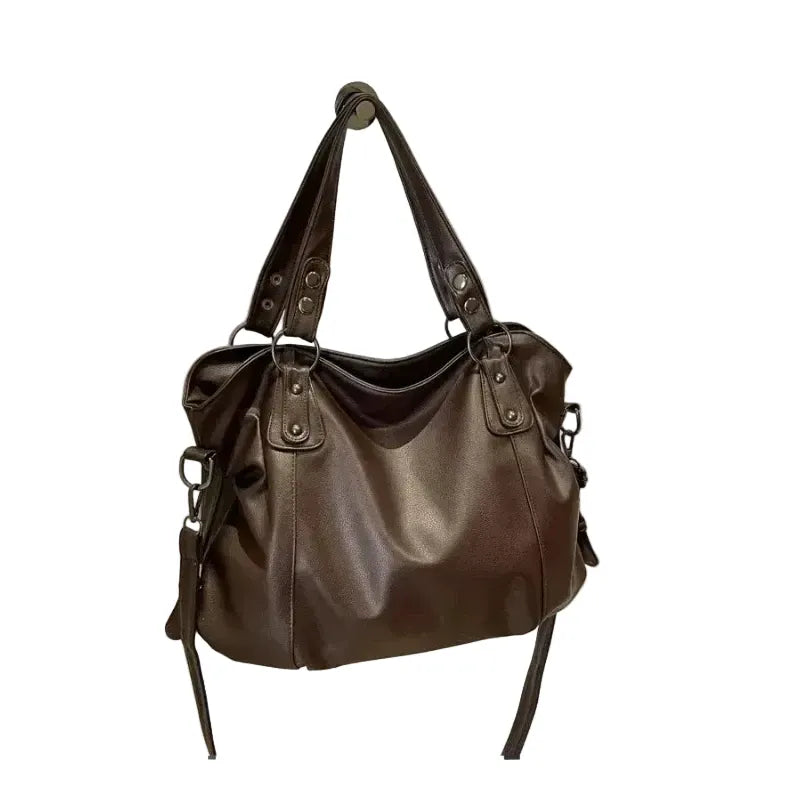 Grand Sac à Main Vintage Multipoches Marron à Bandoulière LUNAVIA PANTS