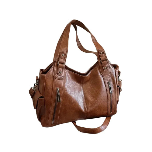 Grand Sac à Main Vintage Multipoches Marron à Bandoulière LUNAVIA PANTS