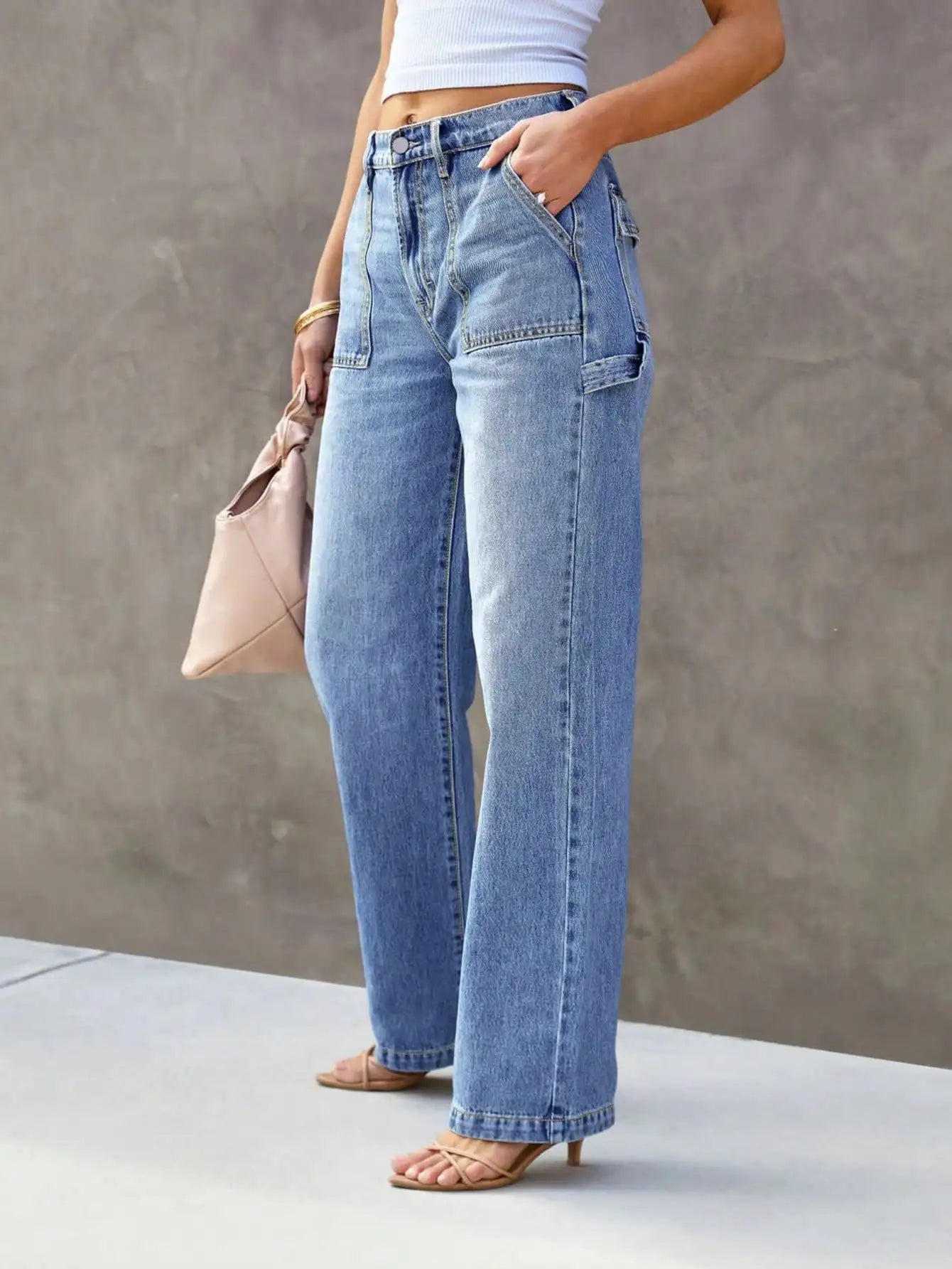 L'Authentique –  Pantalon Jean Ample à Poches Plaquées