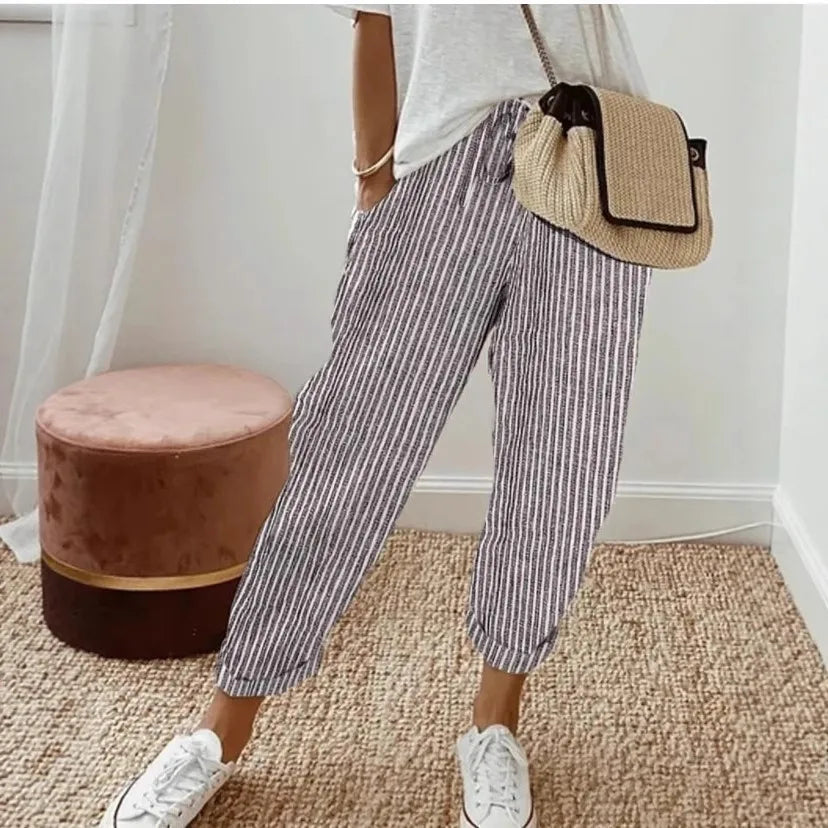 L'Estival – Pantalon Fluide à Rayures Verticales
