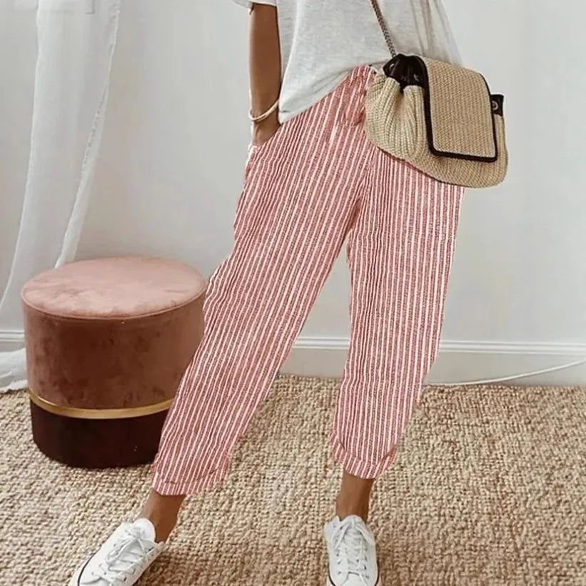 L'Estival – Pantalon Fluide à Rayures Verticales