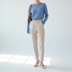 L'Héritage – Pantalon Tailleur Texturé Motif Chevrons