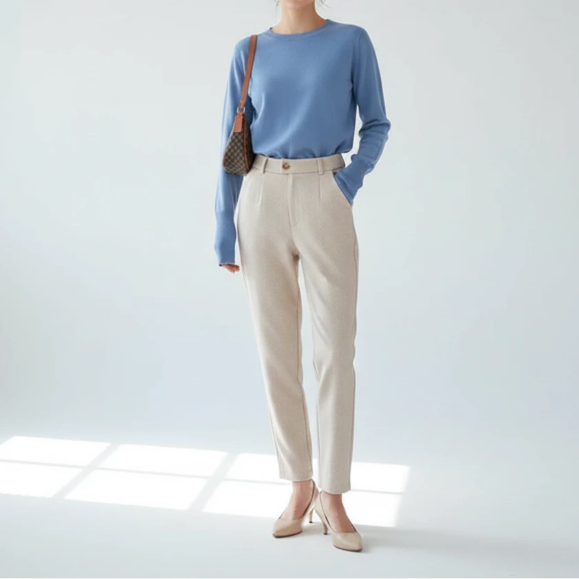 L'Héritage – Pantalon Tailleur Texturé Motif Chevrons