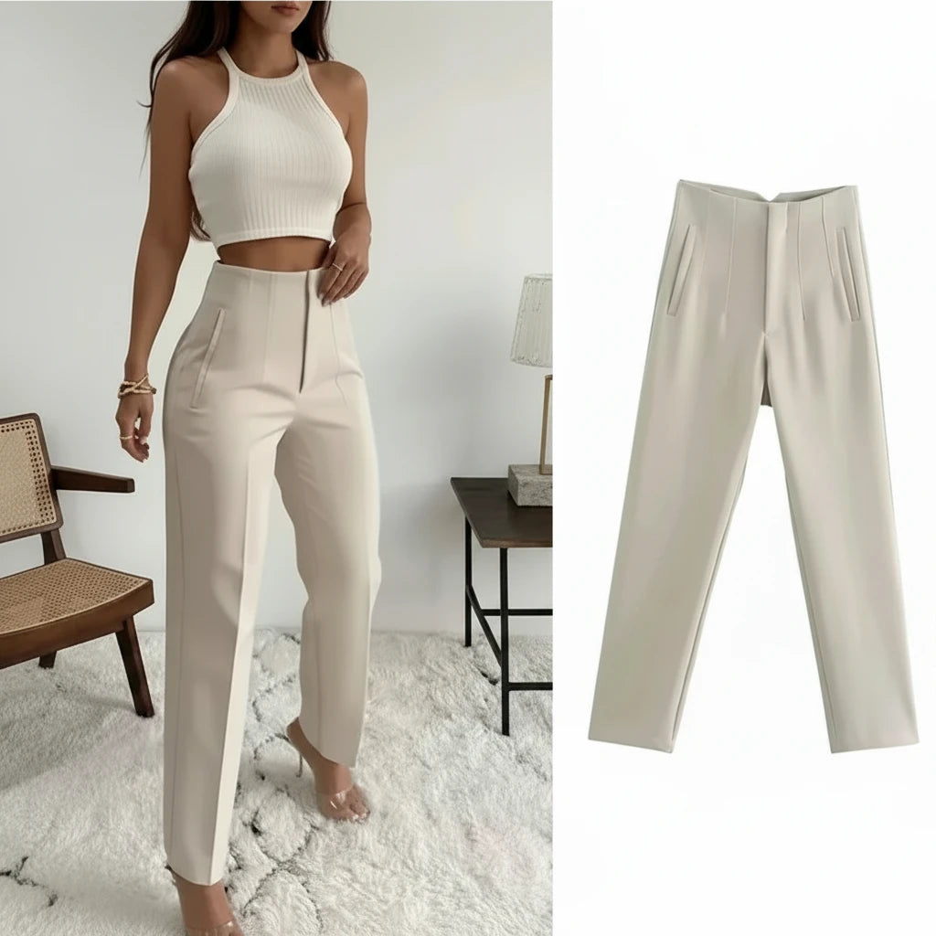 L'Iconique – Pantalon Tailleur Sculptant Taille Haute