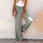 L'Oasis – Pantalon Fluide Taille Smockée à Boutons