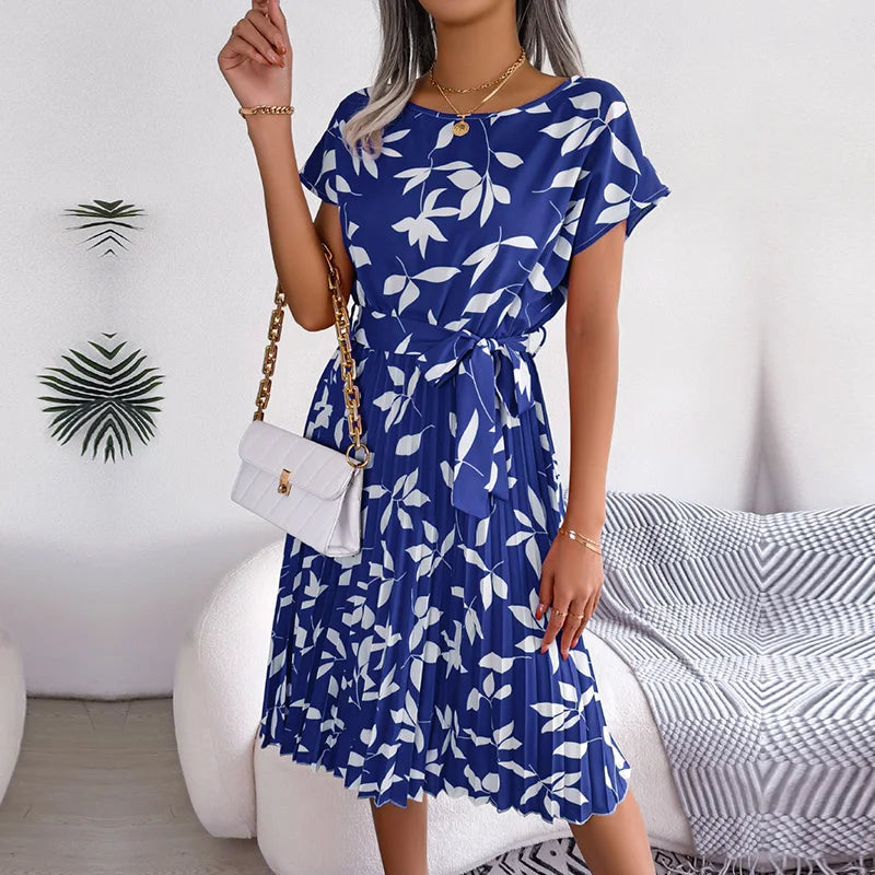 La Bucolique – Robe Mi-Longue Plissée & Fleurie