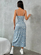 La Dolce Vita – Robe Midi Fendue Imprimé Porcelaine