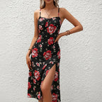 La Rétro Chic – Robe Mi-Longue Fendue
