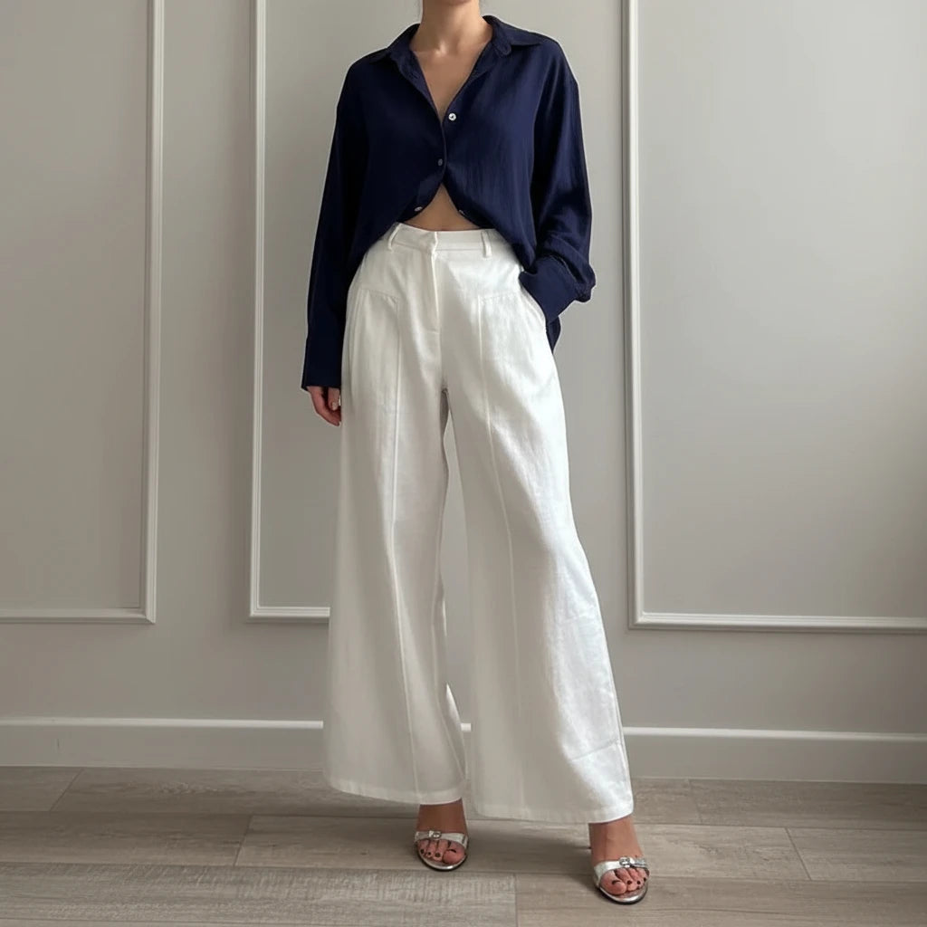 Le Minimaliste – Pantalon Ample Structuré Taille Haute