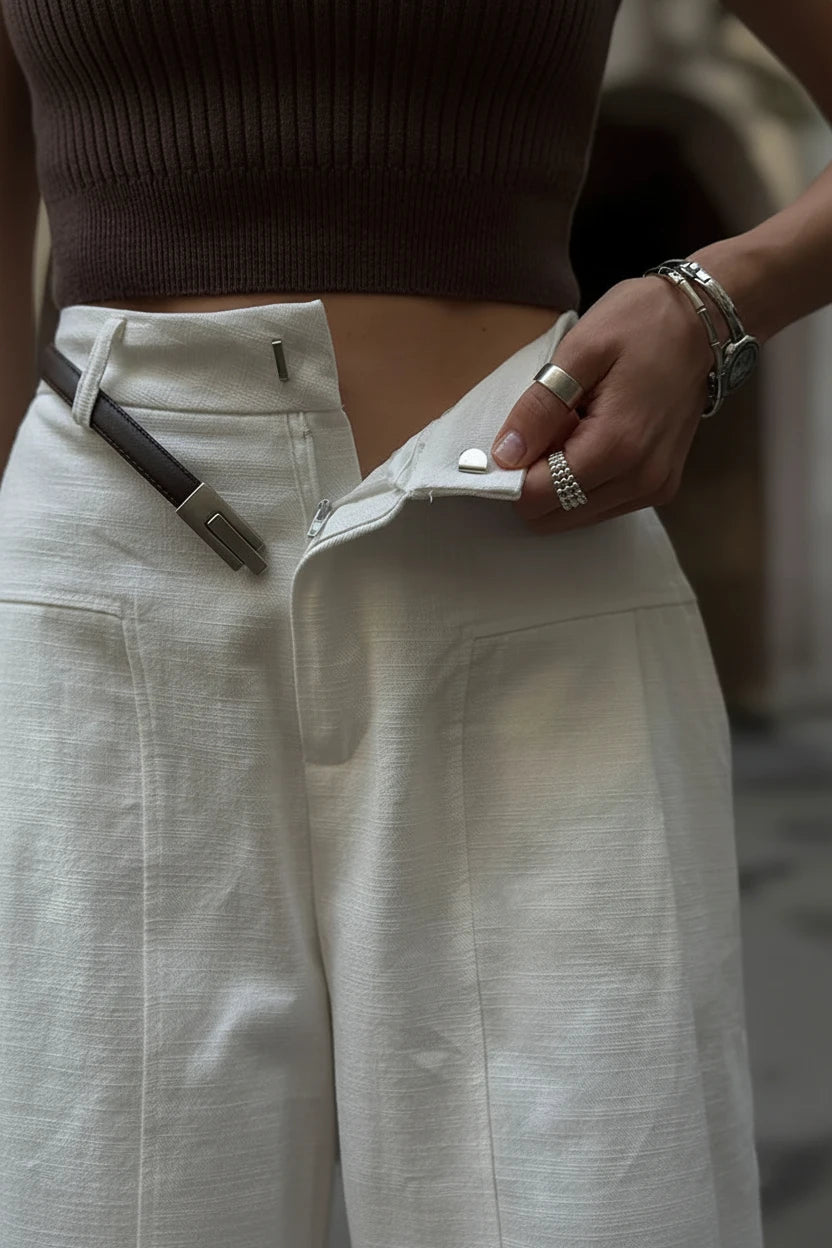 Le Minimaliste – Pantalon Ample Structuré Taille Haute