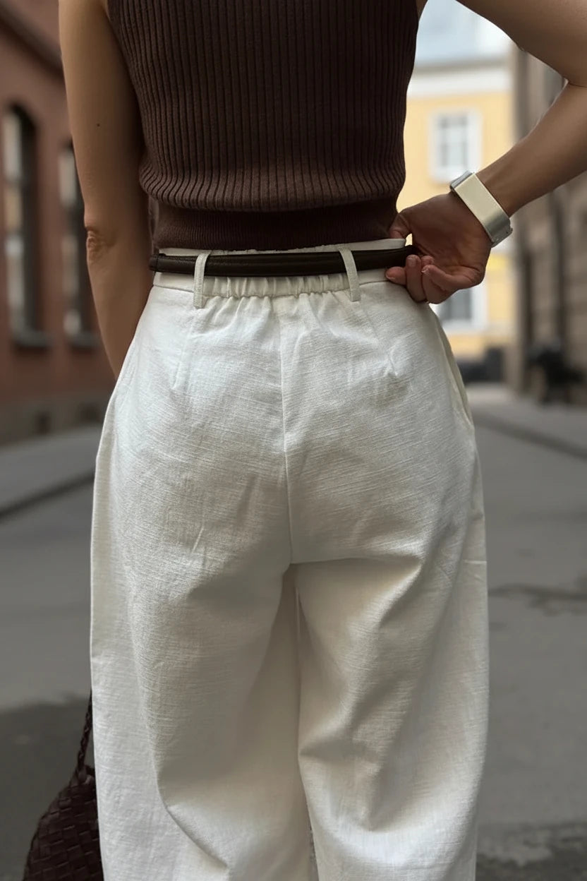 Le Minimaliste – Pantalon Ample Structuré Taille Haute