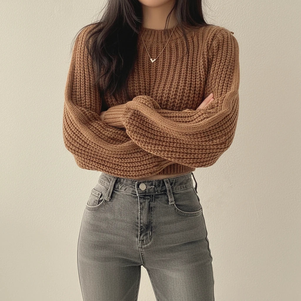 Le Réconfortant – Pull Cocon en Grosse Maille & Manches Ballon