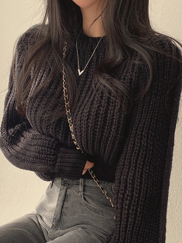 Le Réconfortant – Pull Cocon en Grosse Maille & Manches Ballon