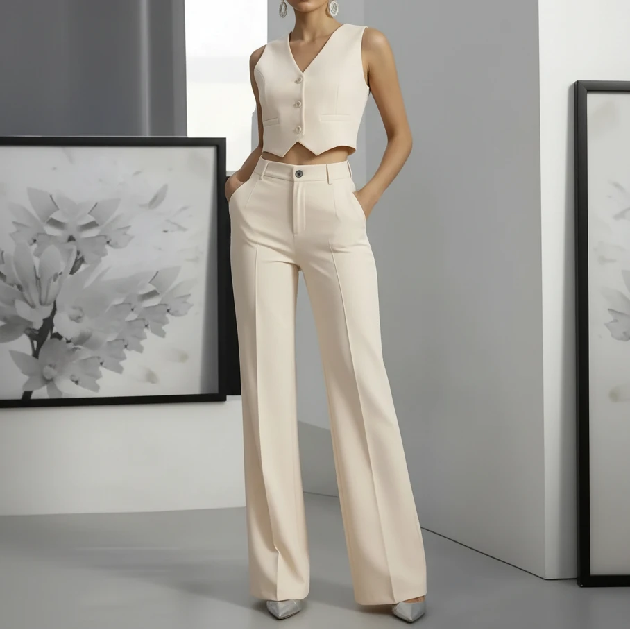 Le Sophistiqué – Pantalon Tailleur Fluide Taille Haute