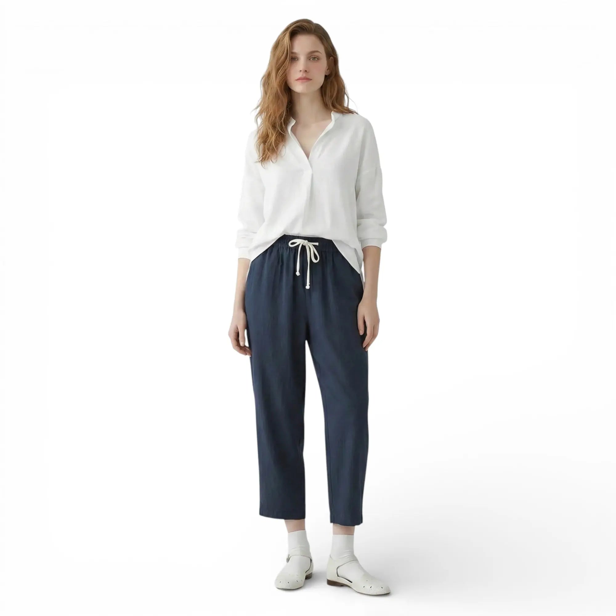 Pantalon court en lin mélangé style vintage LUNAVIA PANTS