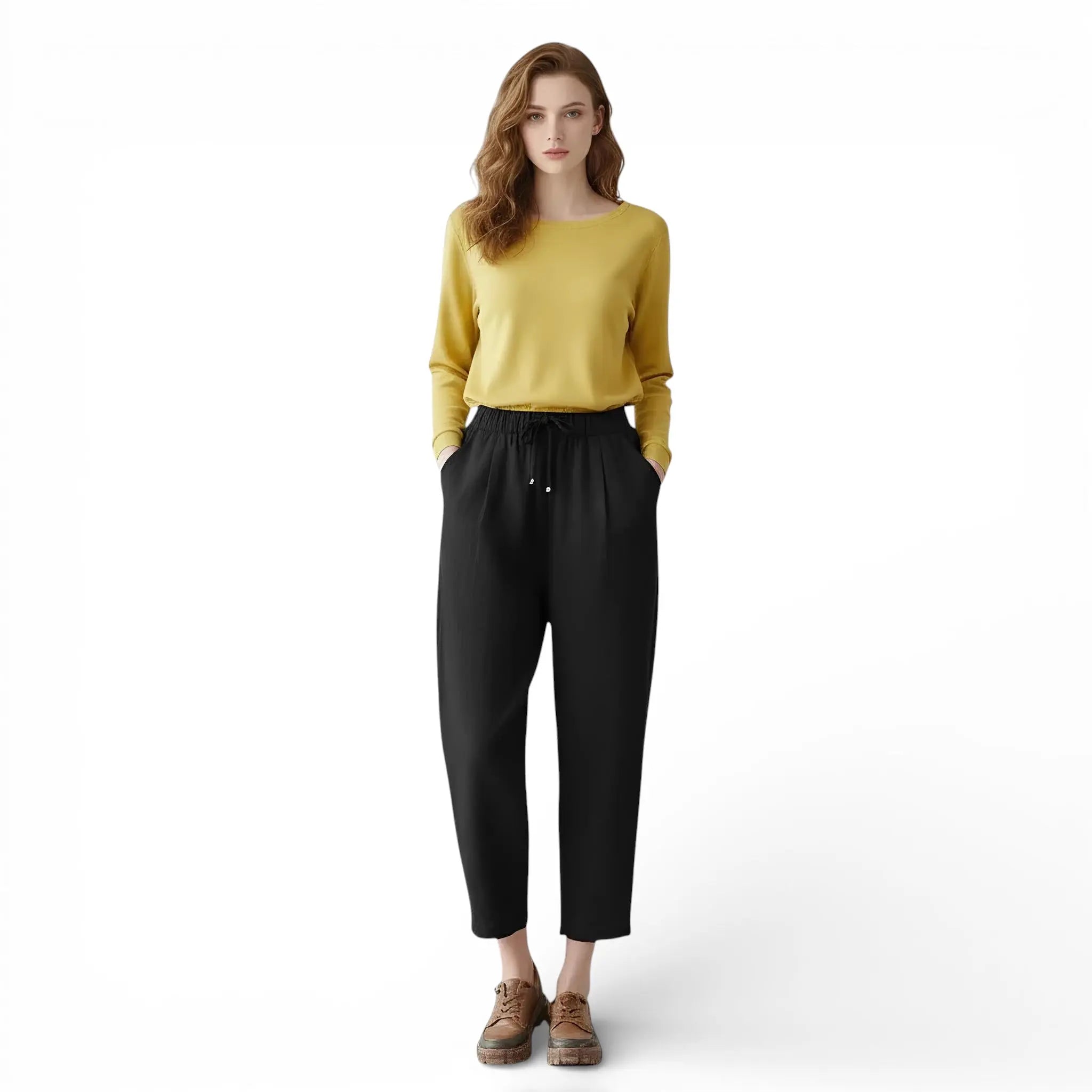 Pantalon court en lin mélangé style vintage LUNAVIA PANTS