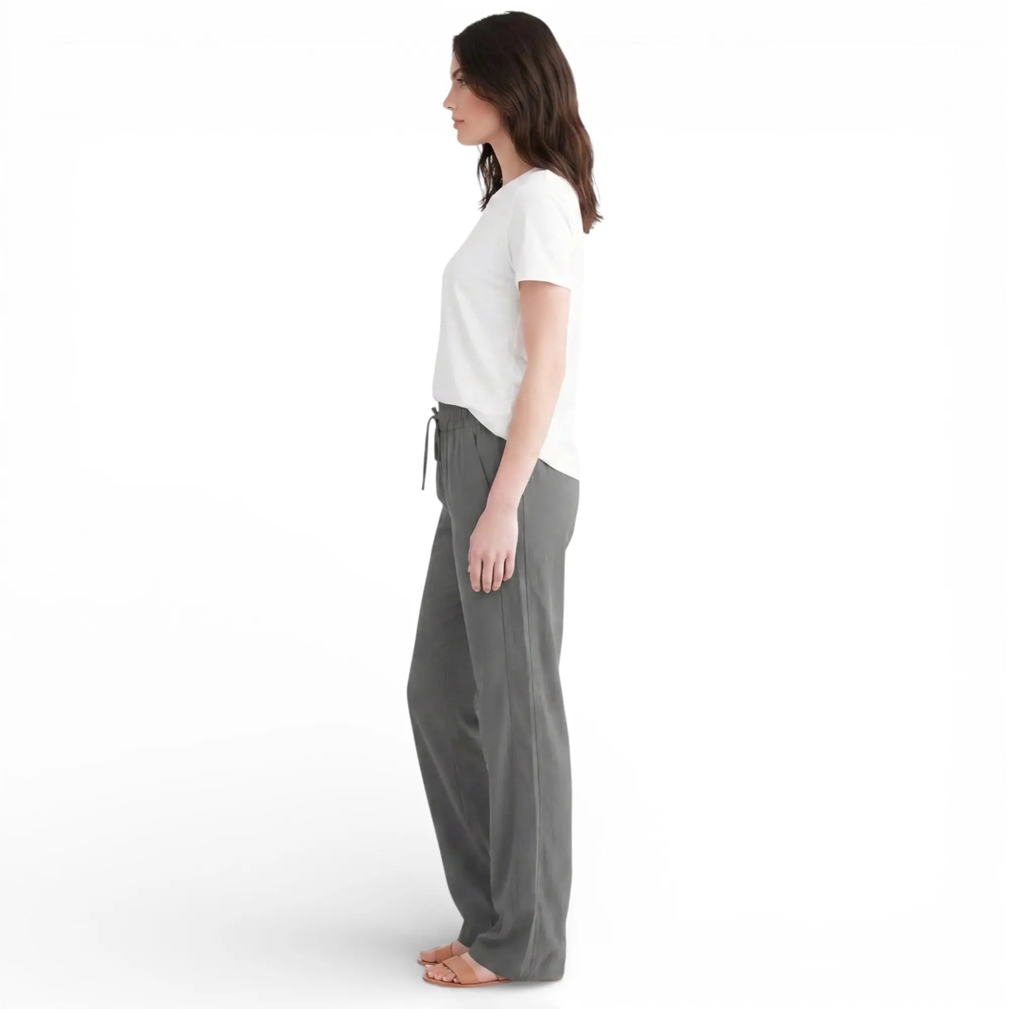 Pantalon en Lin mélangé taille élastiquée - coupe classique LUNAVIA PANTS