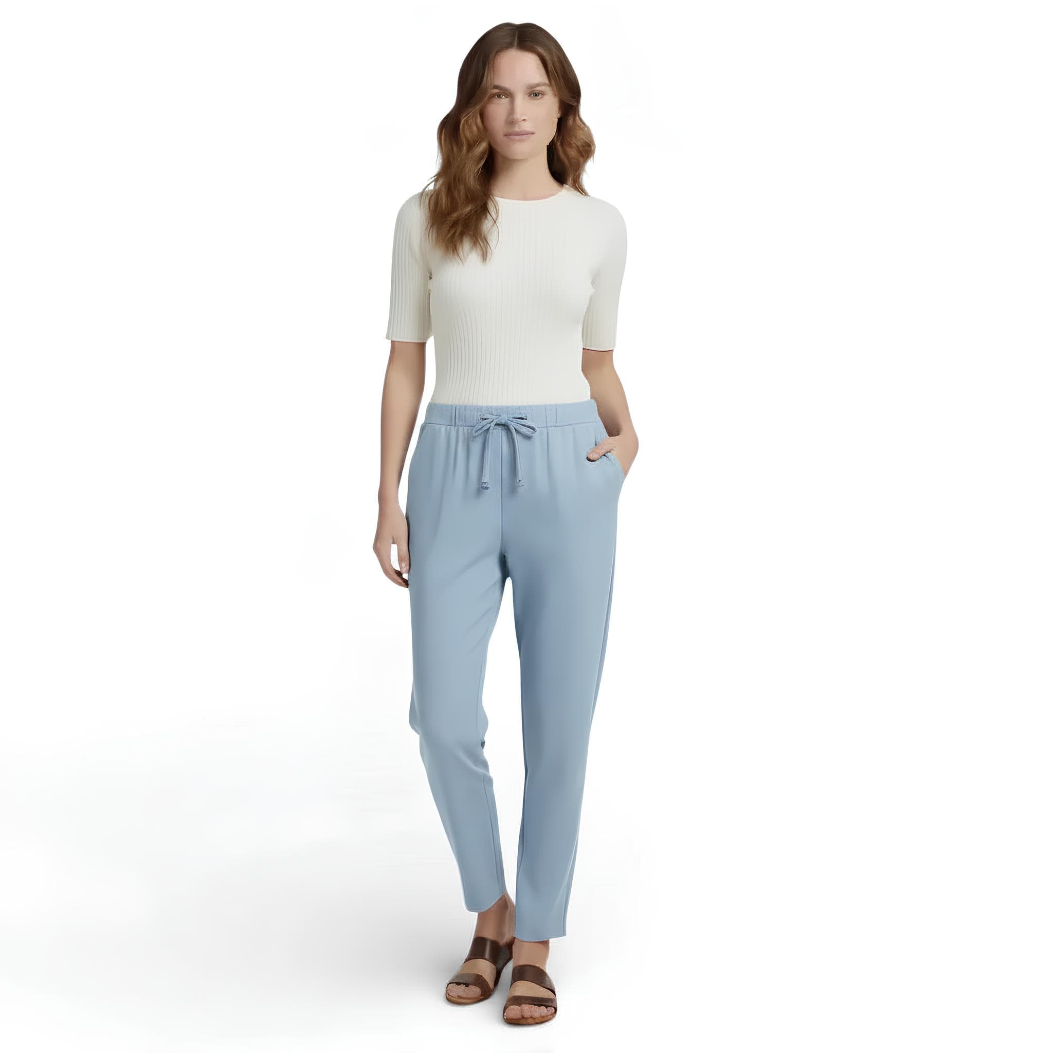 pantalon en lin mélangé, coupe crayon
