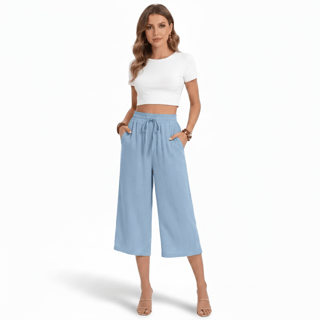 Pantalon fluide taille haute en lin mélangé LUNAVIA PANTS