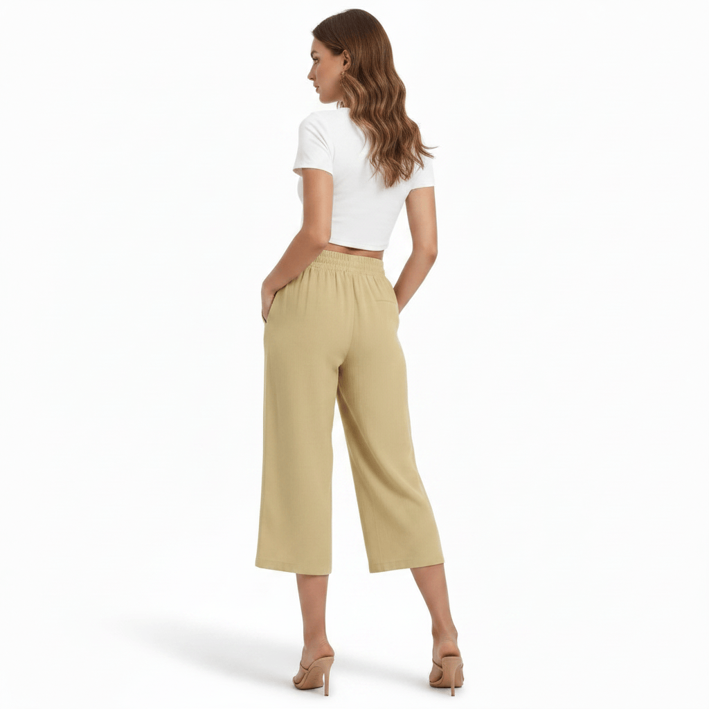 Pantalon fluide taille haute en lin mélangé LUNAVIA PANTS