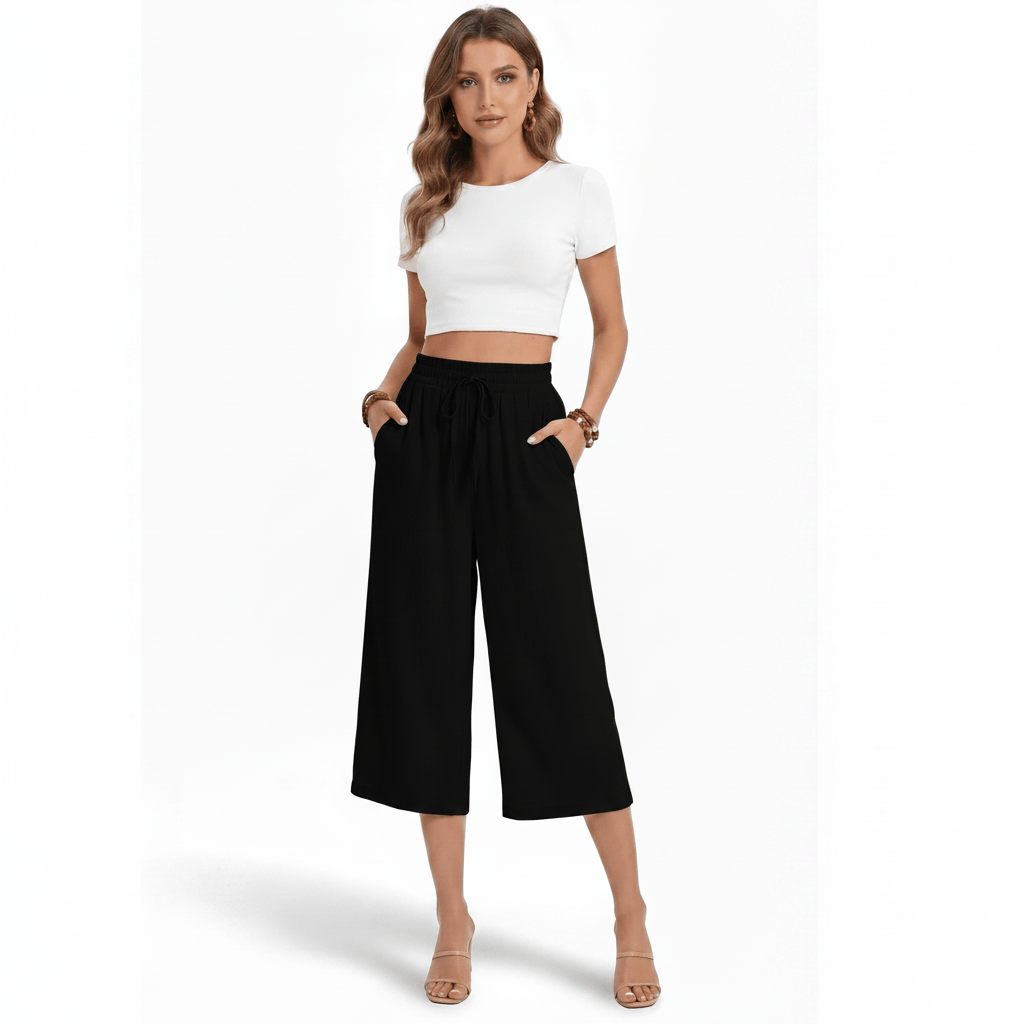 Pantalon fluide taille haute en lin mélangé LUNAVIA PANTS