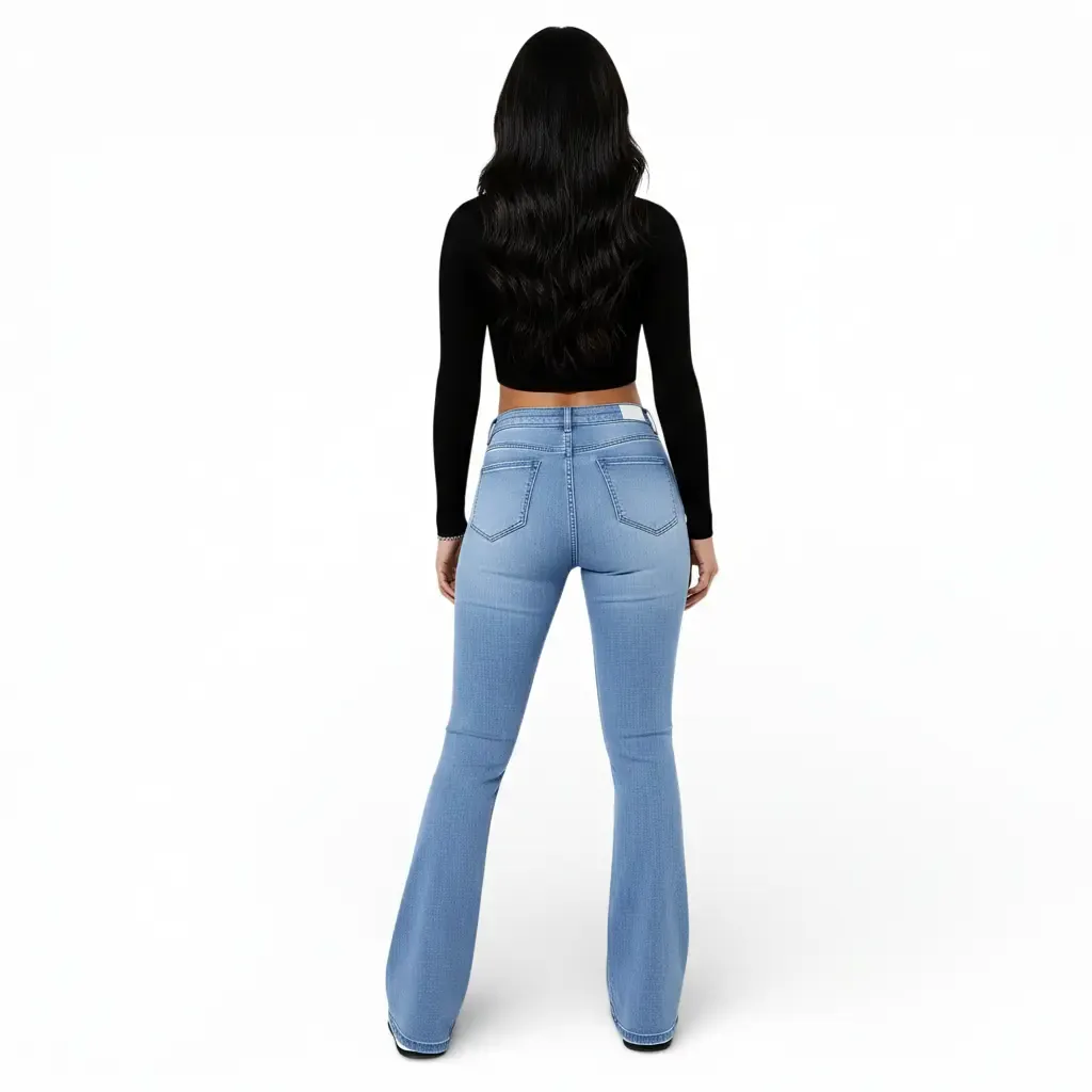 Pantalon jeans taille haute-coupe évasée LUNAVIA PANTS